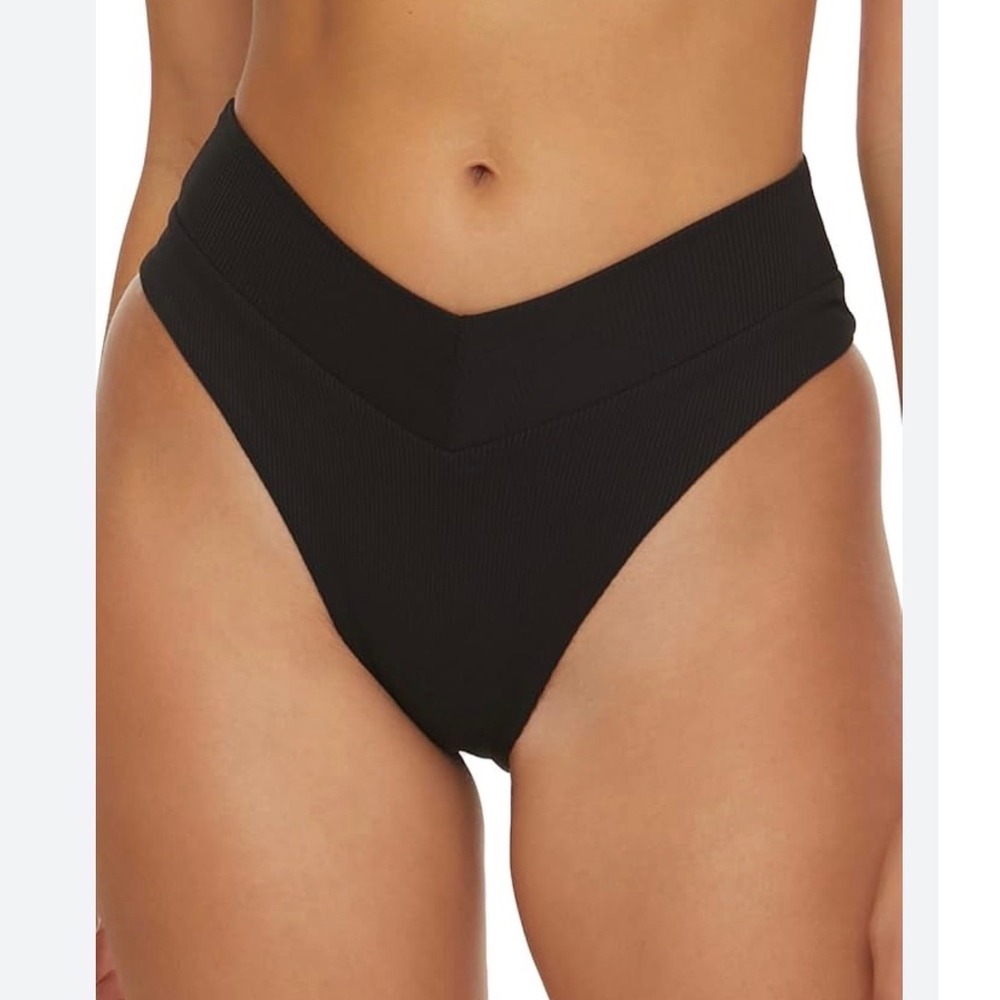 BECCA by Rebecca Virtue Modern Edge High Waisted Bikini Bottom Black XS‎ New (L)